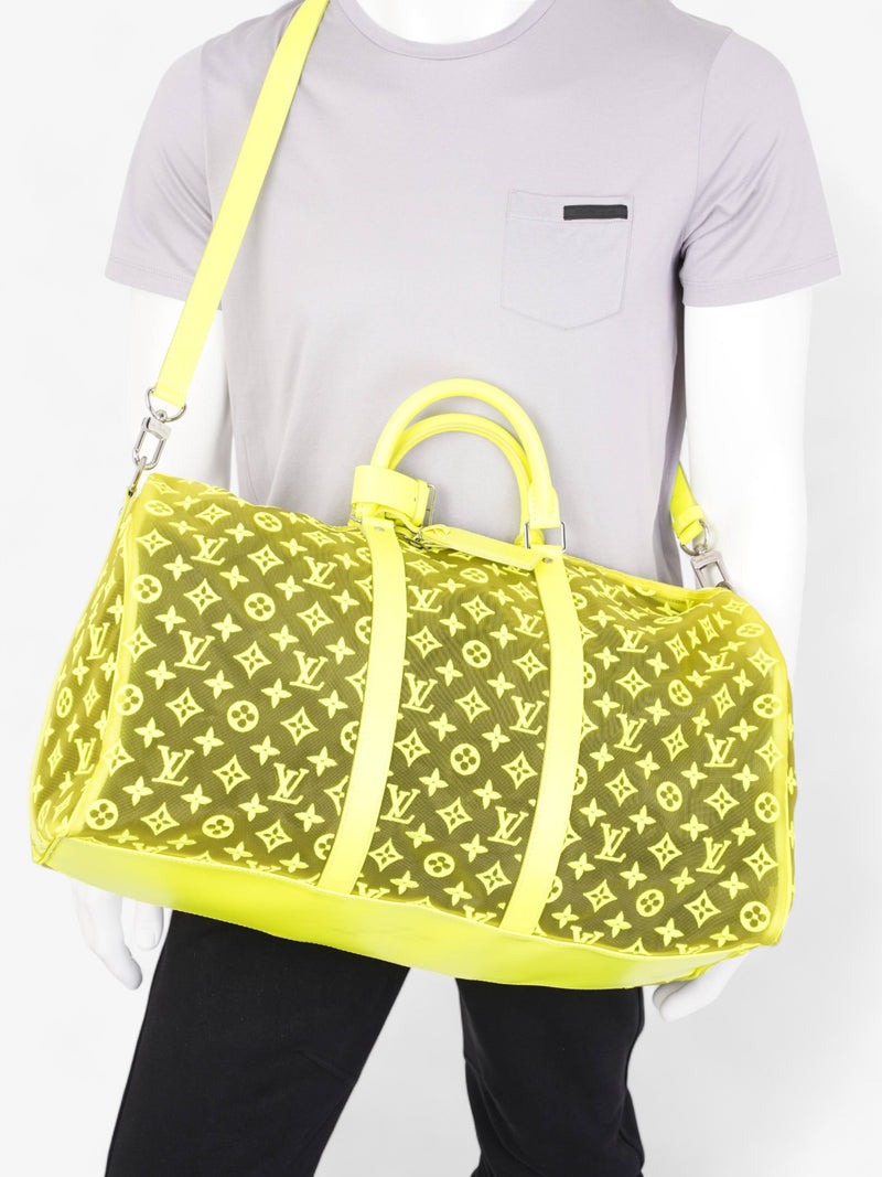  Louis Vuitton Keepall 50 Yellow Monogram Mesh