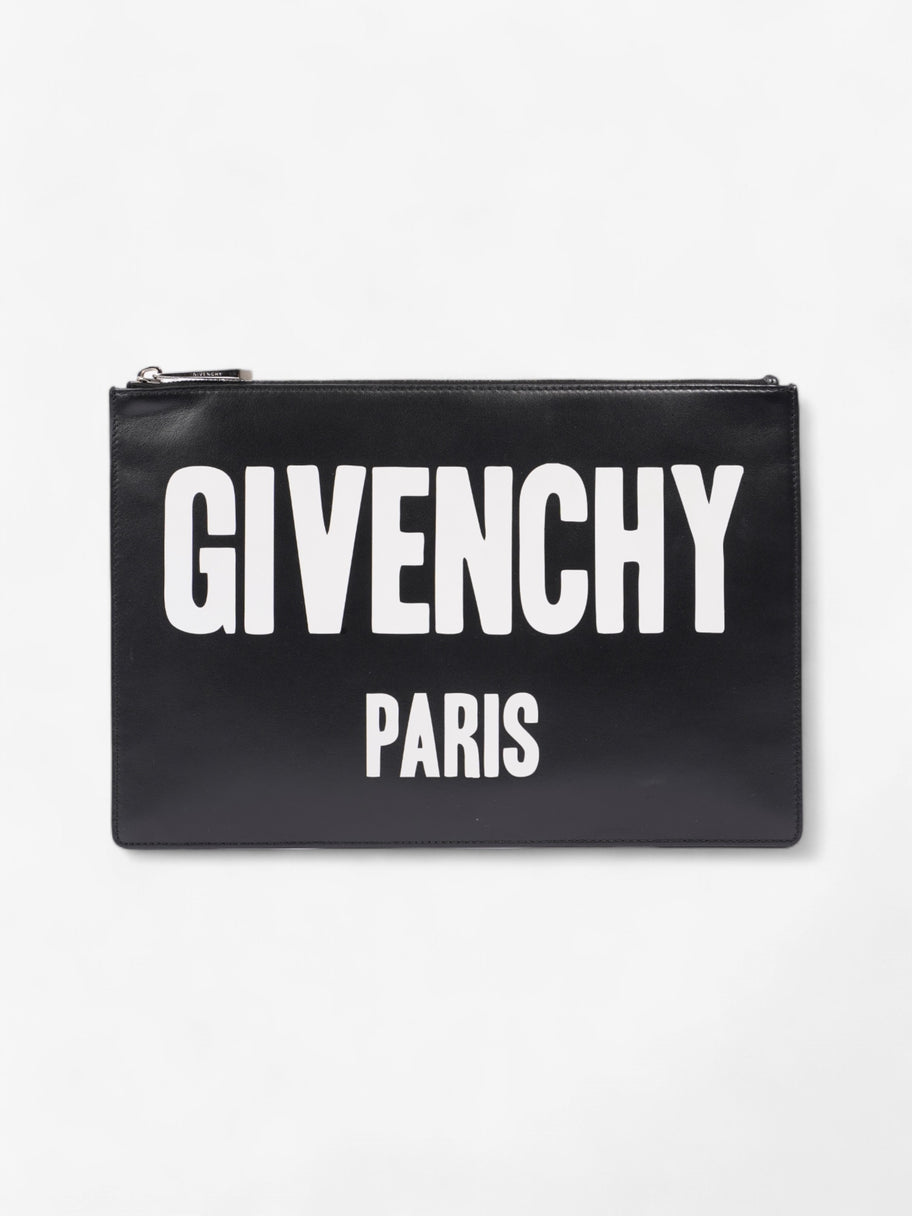 Givenchy Logo Clutch Black / White Leather Image 1