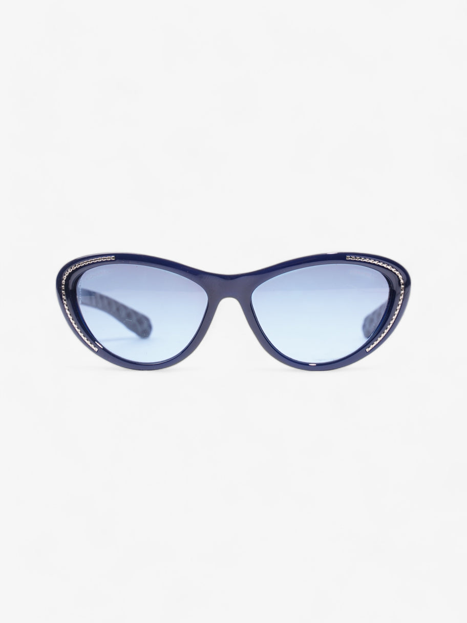 Chain Detail Cat Eye Sunglasses Navy Acetate 140mm Image 1