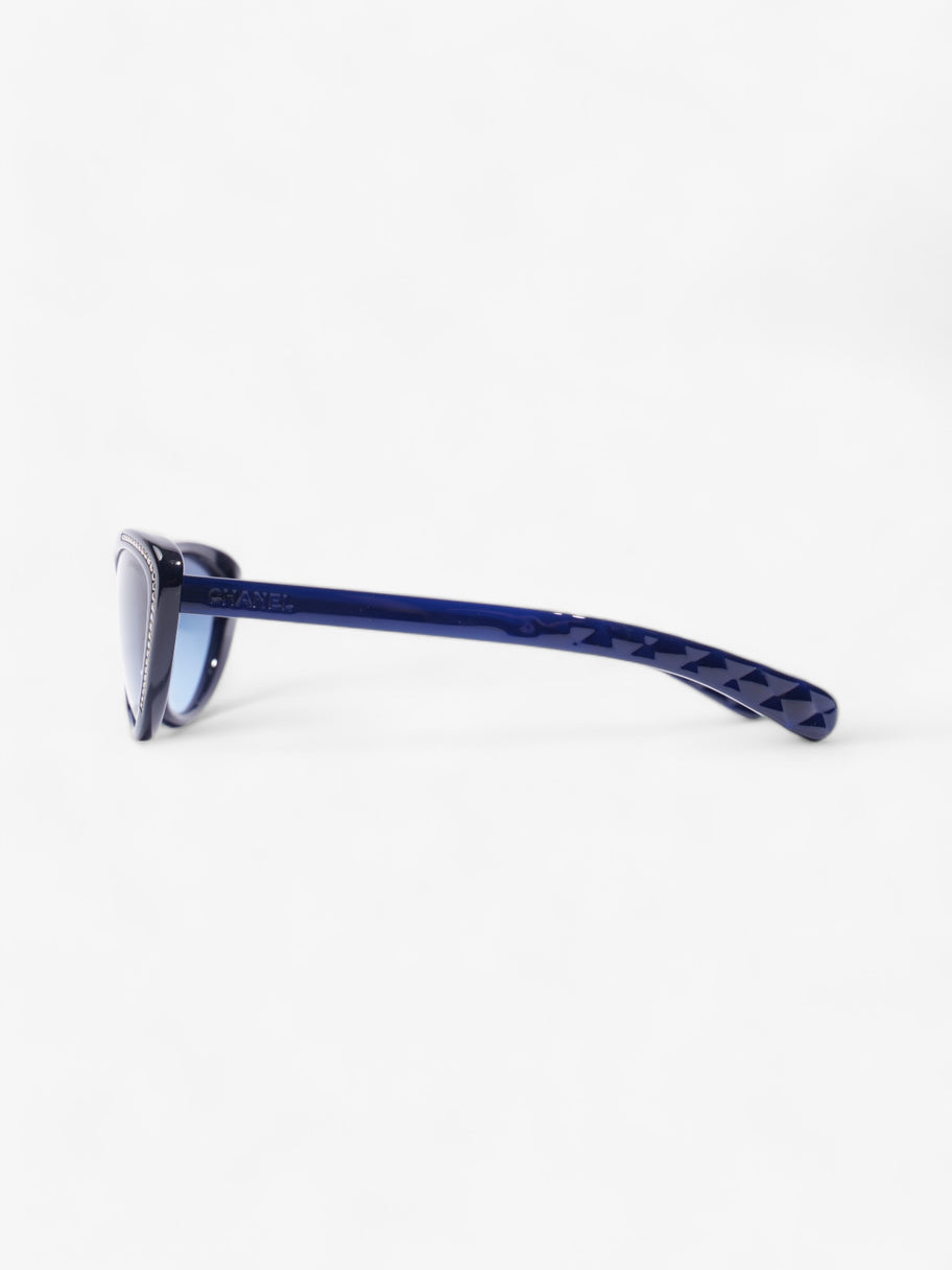 Chain Detail Cat Eye Sunglasses Navy Acetate 140mm Image 2