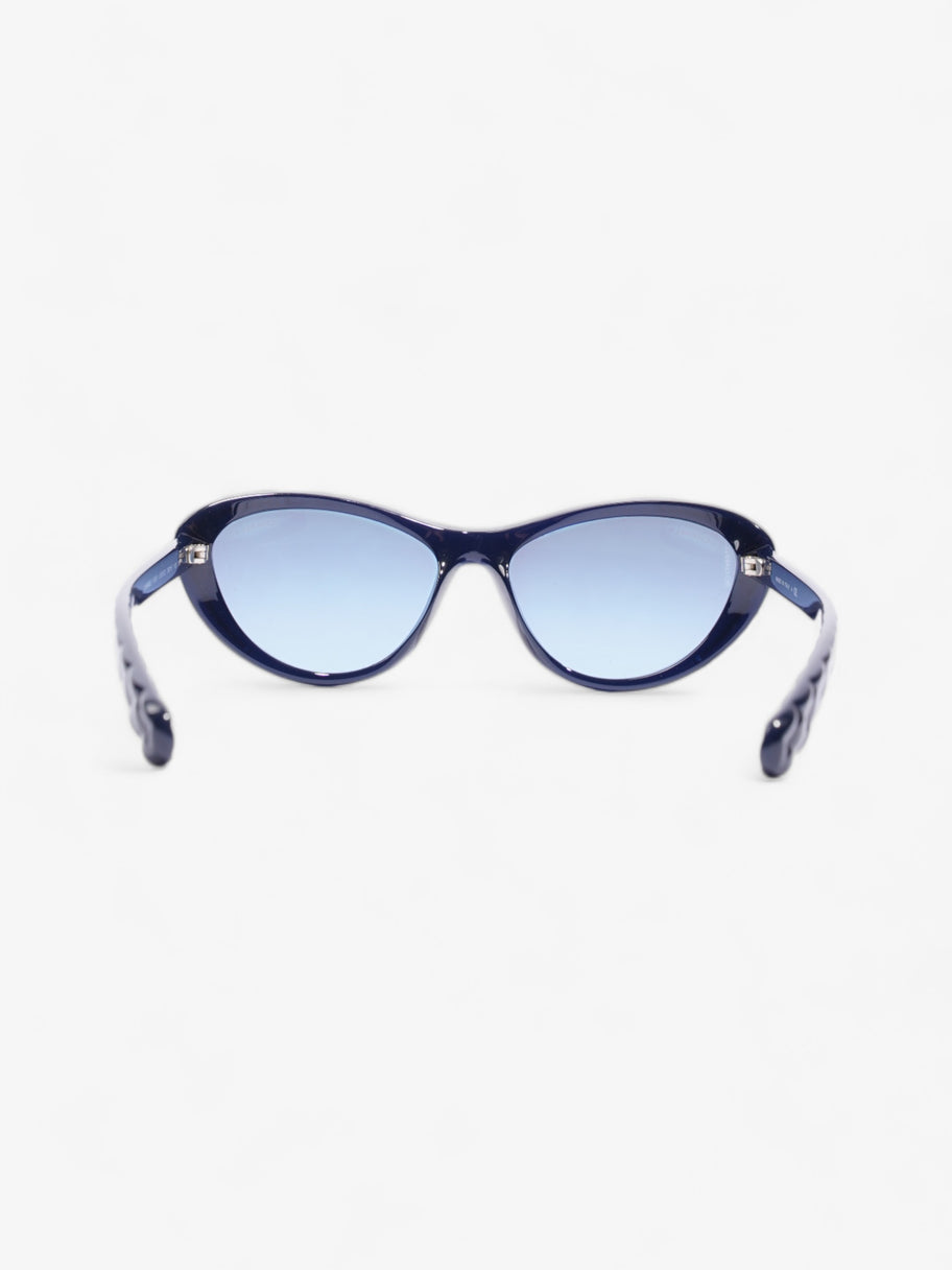 Chain Detail Cat Eye Sunglasses Navy Acetate 140mm Image 3