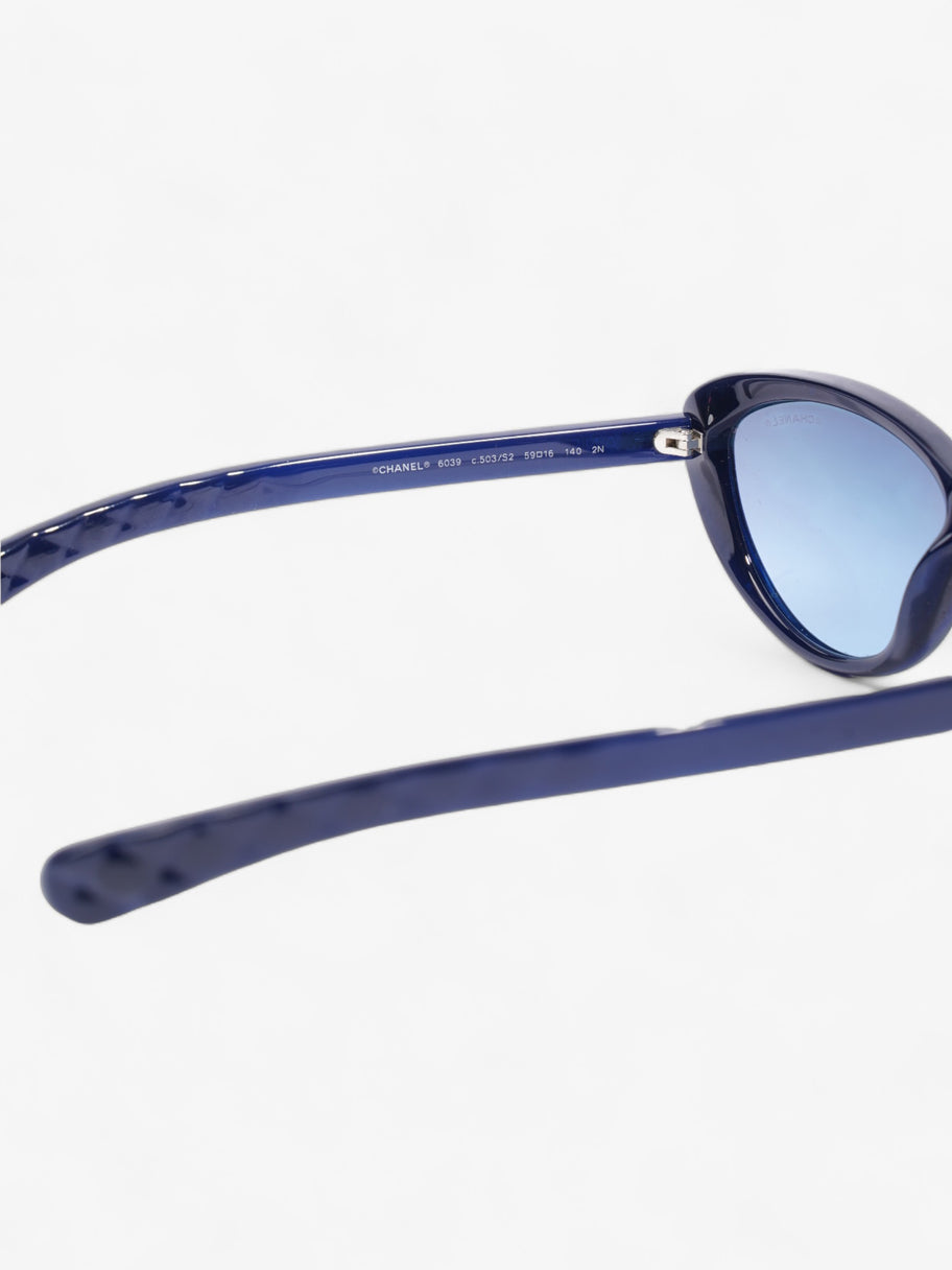 Chain Detail Cat Eye Sunglasses Navy Acetate 140mm Image 5