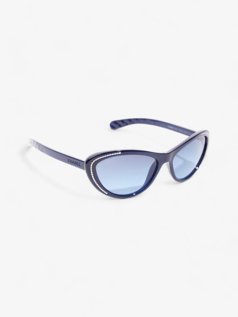 Chain Detail Cat Eye Sunglasses Navy Acetate 140mm Image 7