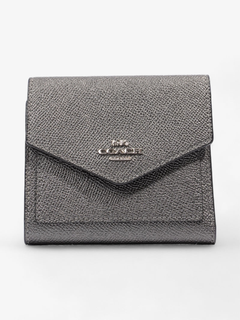  Coach Small Wallet Silver / Metallic Graphite Leather