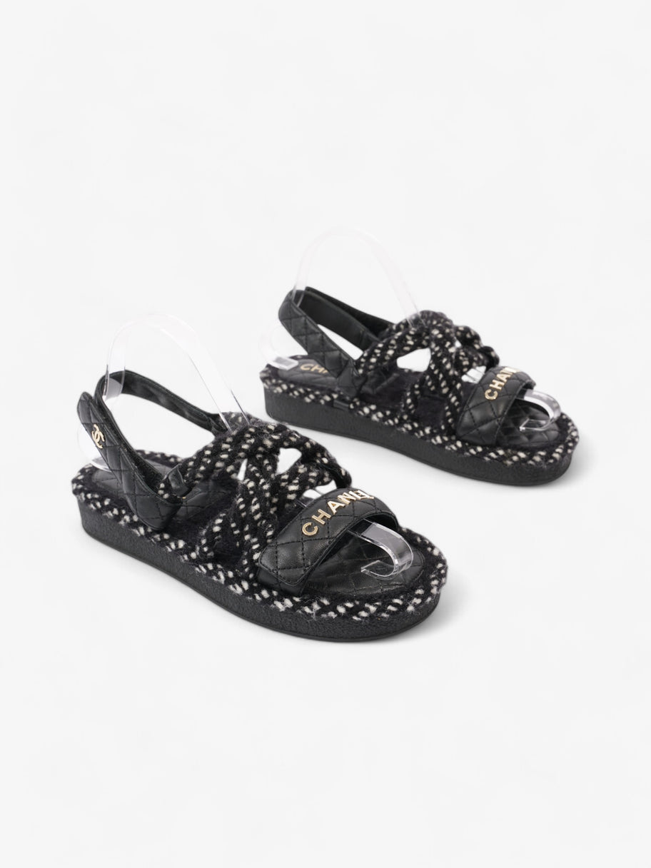 Chanel CC Sandals Black / White Leather EU 37 UK 4 Image 2