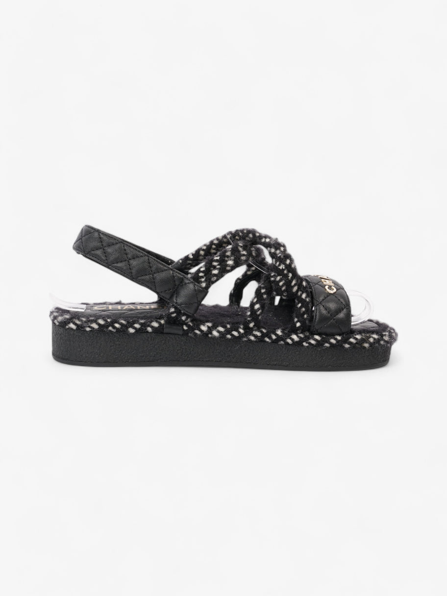 Chanel CC Sandals Black / White Leather EU 37 UK 4 Image 4