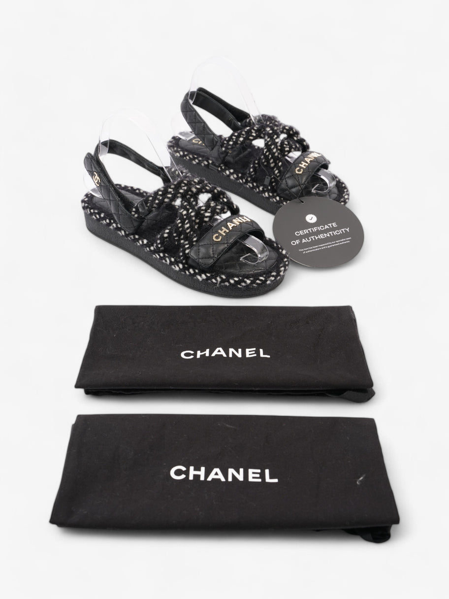 Chanel CC Sandals Black / White Leather EU 37 UK 4 Image 9