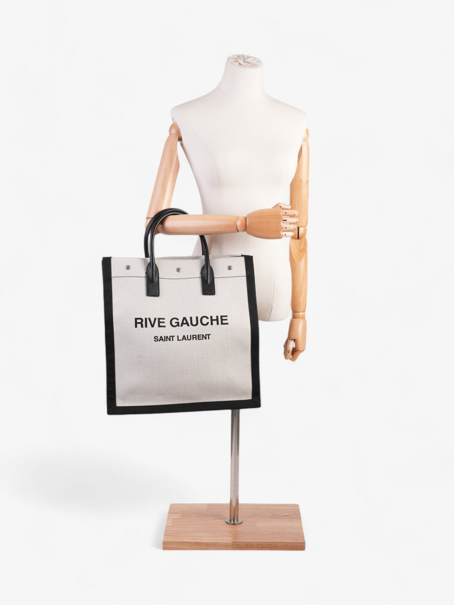 Saint Laurent Rive Gauche Tote Black / White Canvas Image 2