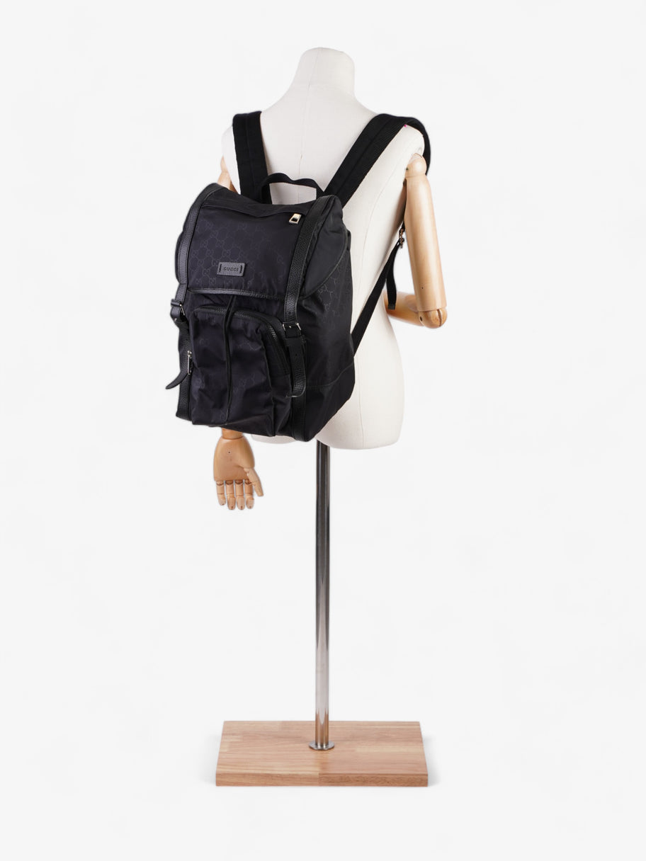 Gucci Travel Drawstring Rucksack Black GG Supreme Nylon Image 2