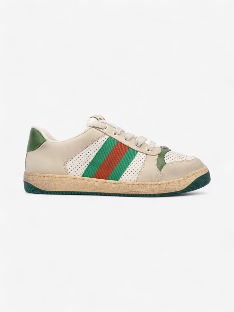  Gucci Screener GG Sneakers Beige / White / Green Leather EU 42.5 UK 8.5