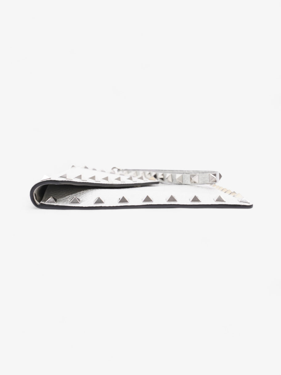 Valentino Rockstud Wristlet Silver Calfskin Leather Image 4