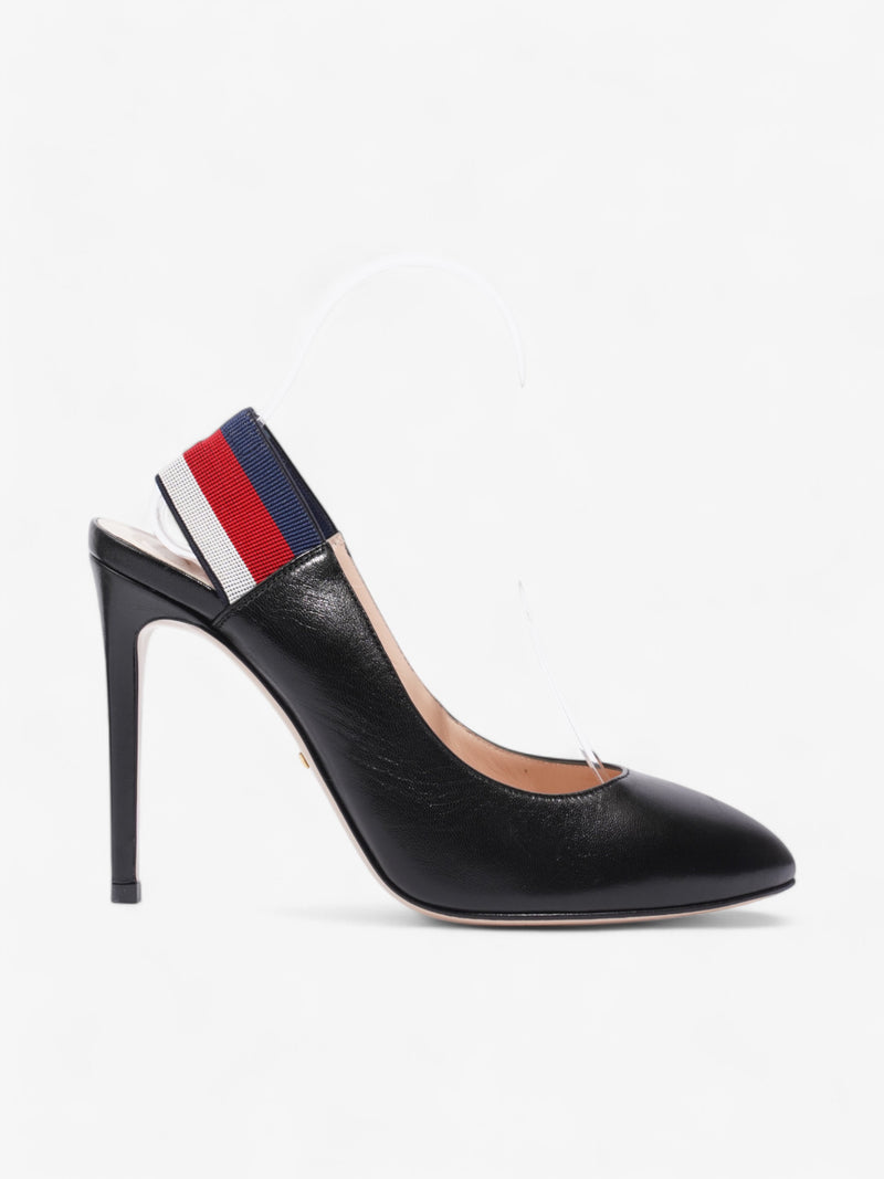  Gucci Slingback Heels 100 Black Leather EU 37.5 UK 4.5