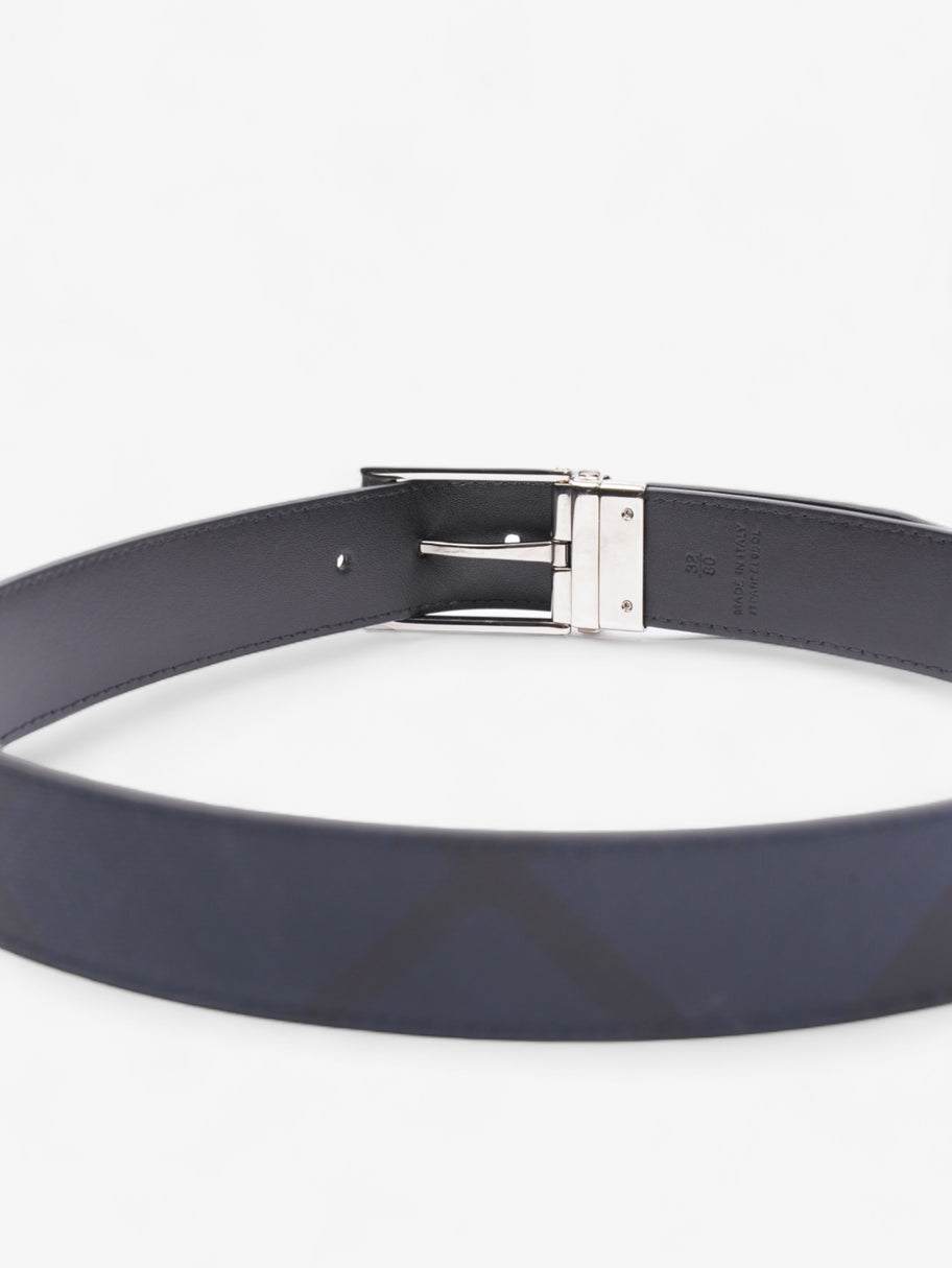 Reversible Check Belt Navy Coated Canvas 80cm 32