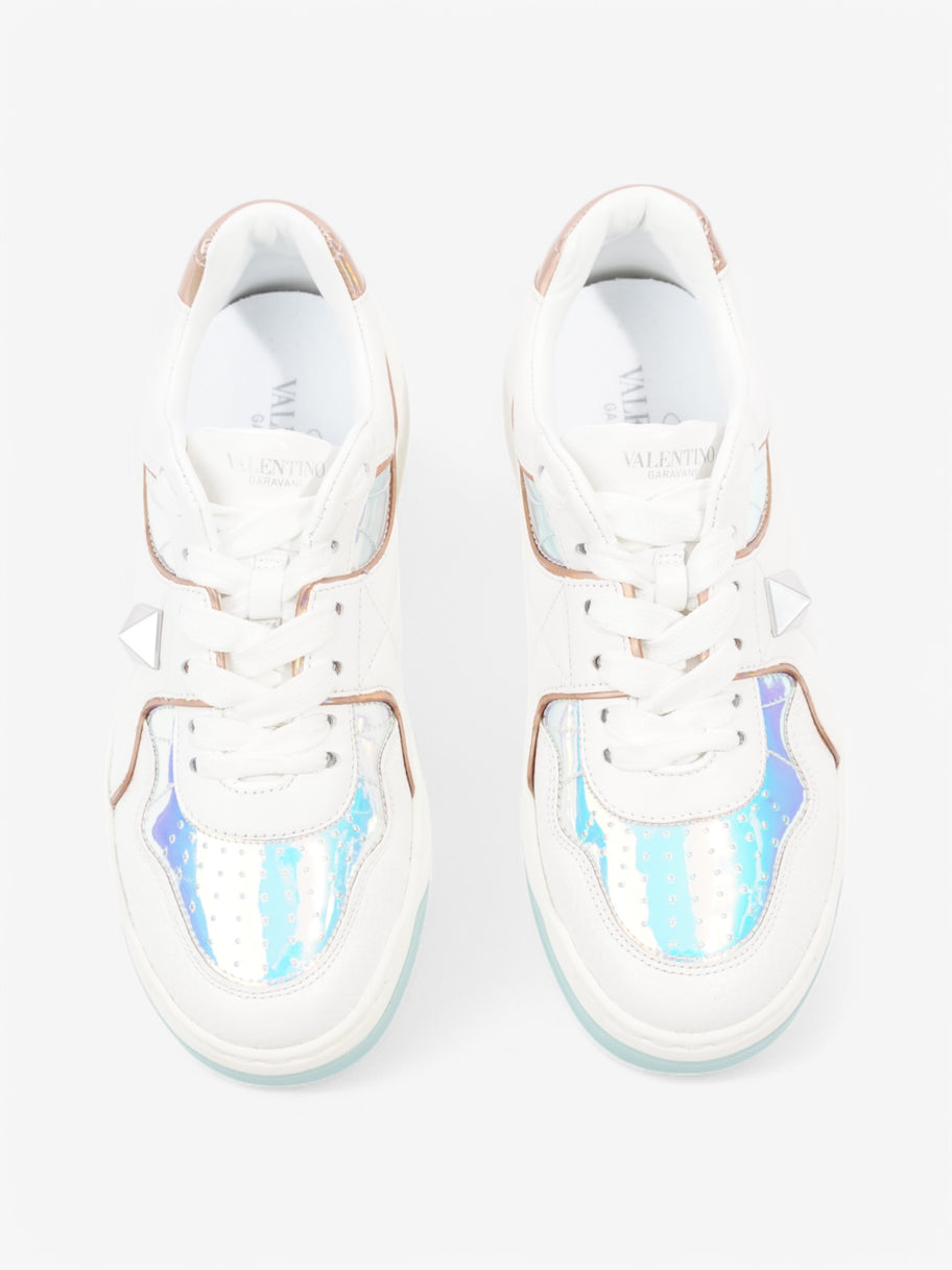 Valentino One Stud Sneakers White  / Iridescent Leather EU 38 UK 5 Image 8