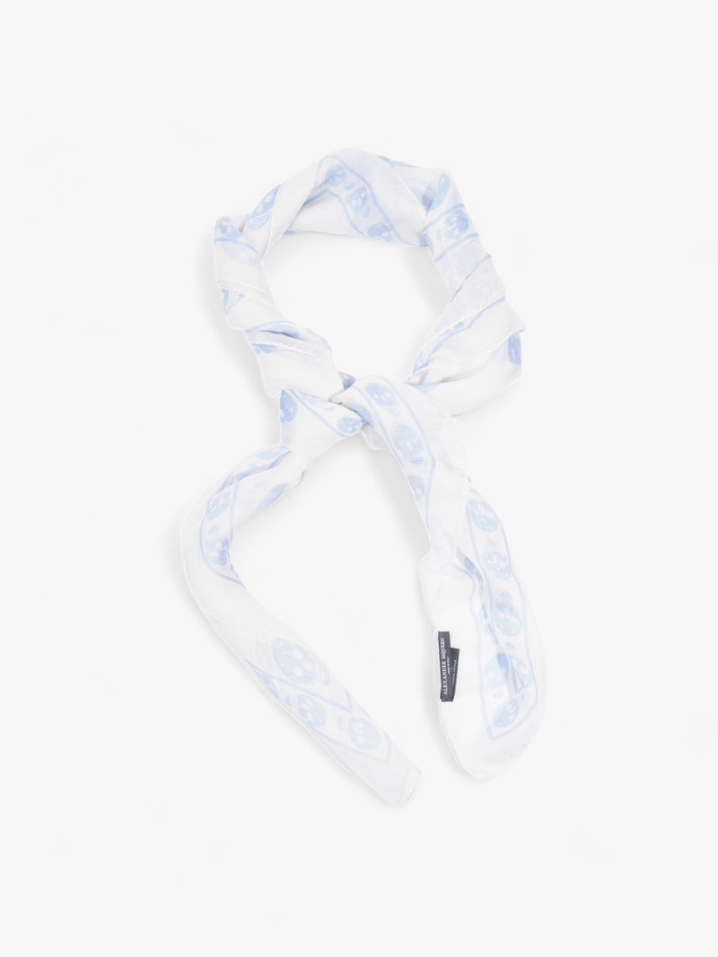  Skull Scarf White / Blue Silk