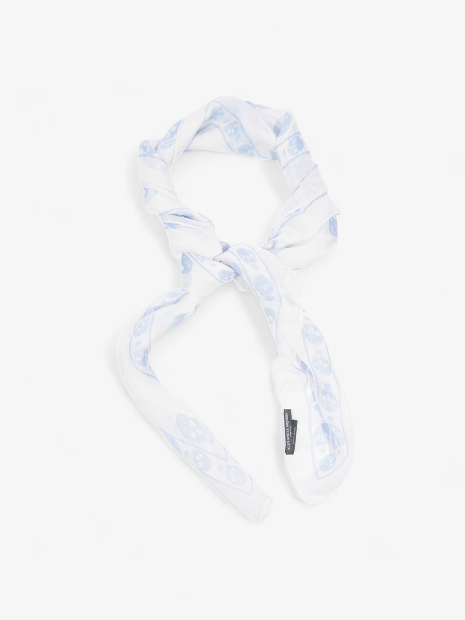 Skull Scarf White / Blue Silk Image 1