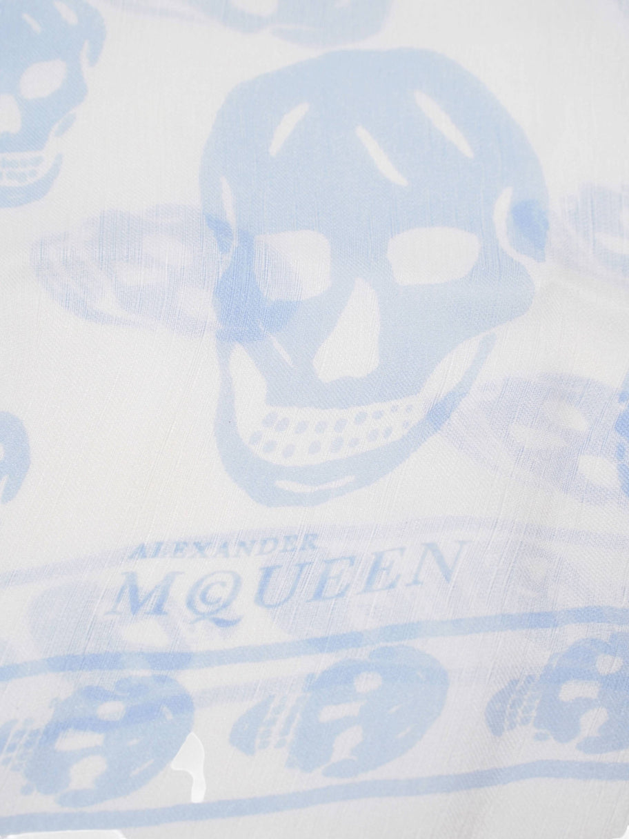 Skull Scarf White / Blue Silk Image 3