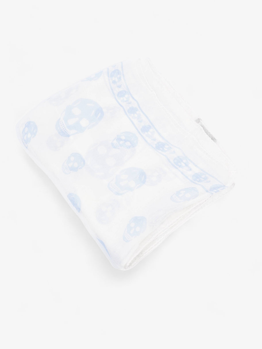 Skull Scarf White / Blue Silk Image 4