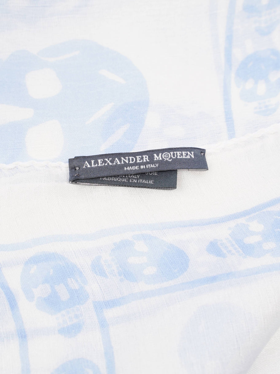 Skull Scarf White / Blue Silk Image 6