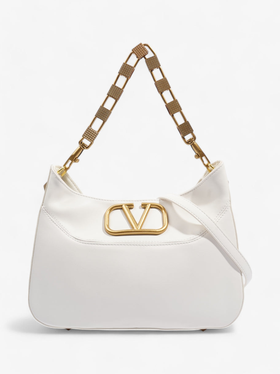 Valentino Stud Logo Hobo White Leather Image 1