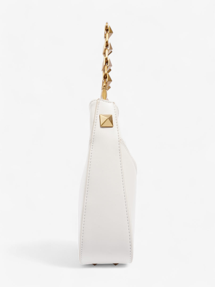 Valentino Stud Logo Hobo White Leather Image 3