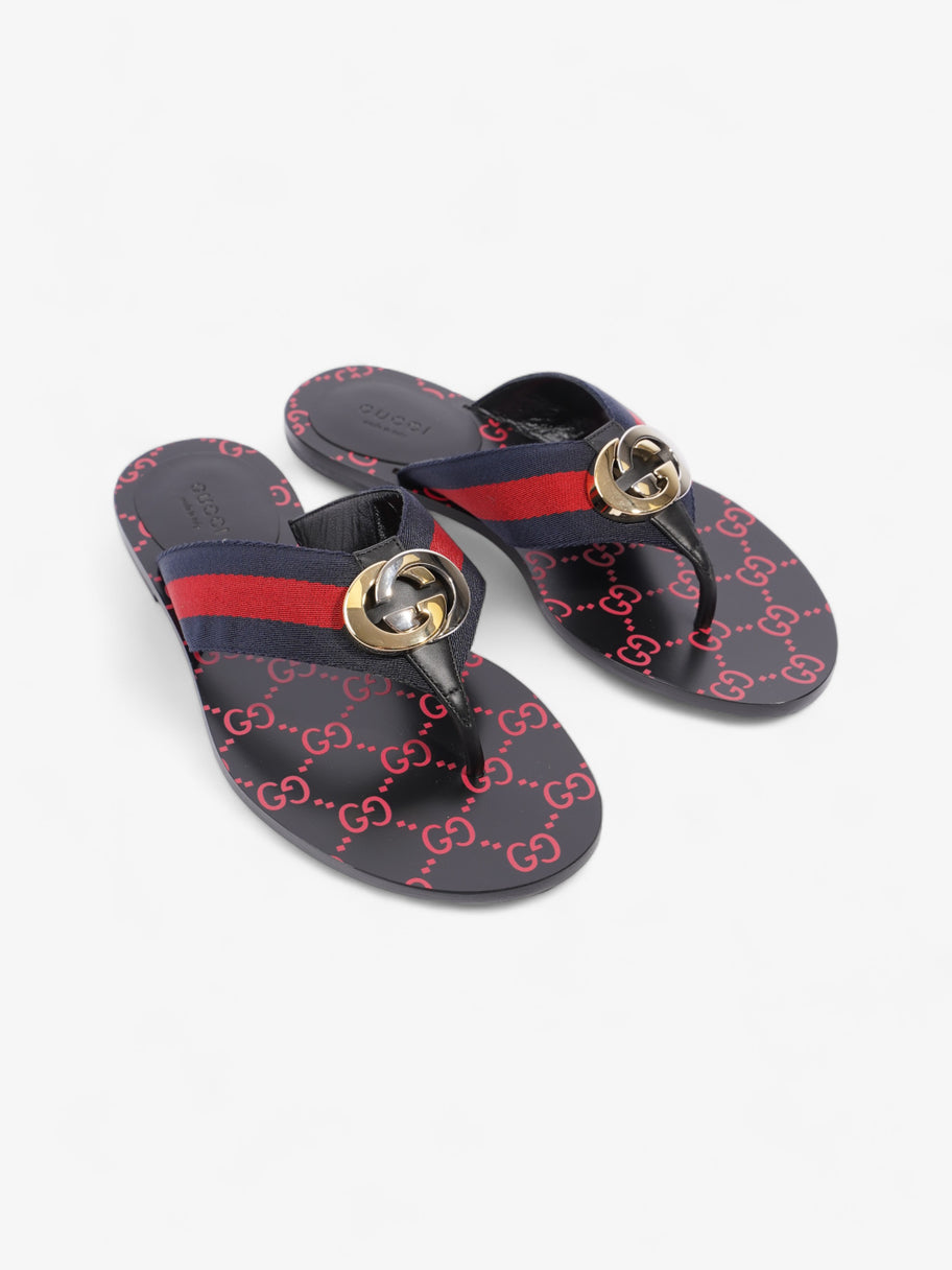 Gucci Web Stripe Thong Sandals Black / Red / Blue Canvas EU 36 UK 3 Image 2