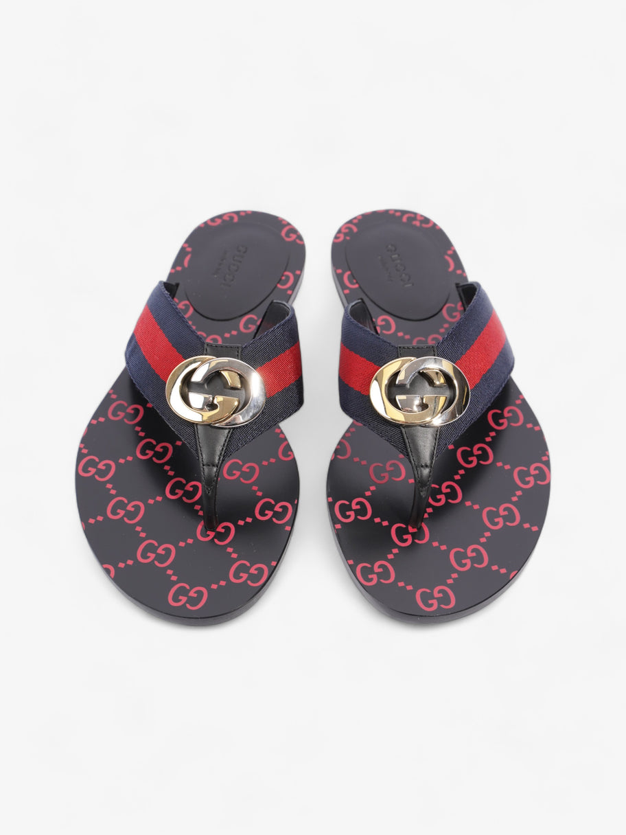 Gucci Web Stripe Thong Sandals Black / Red / Blue Canvas EU 36 UK 3 Image 7