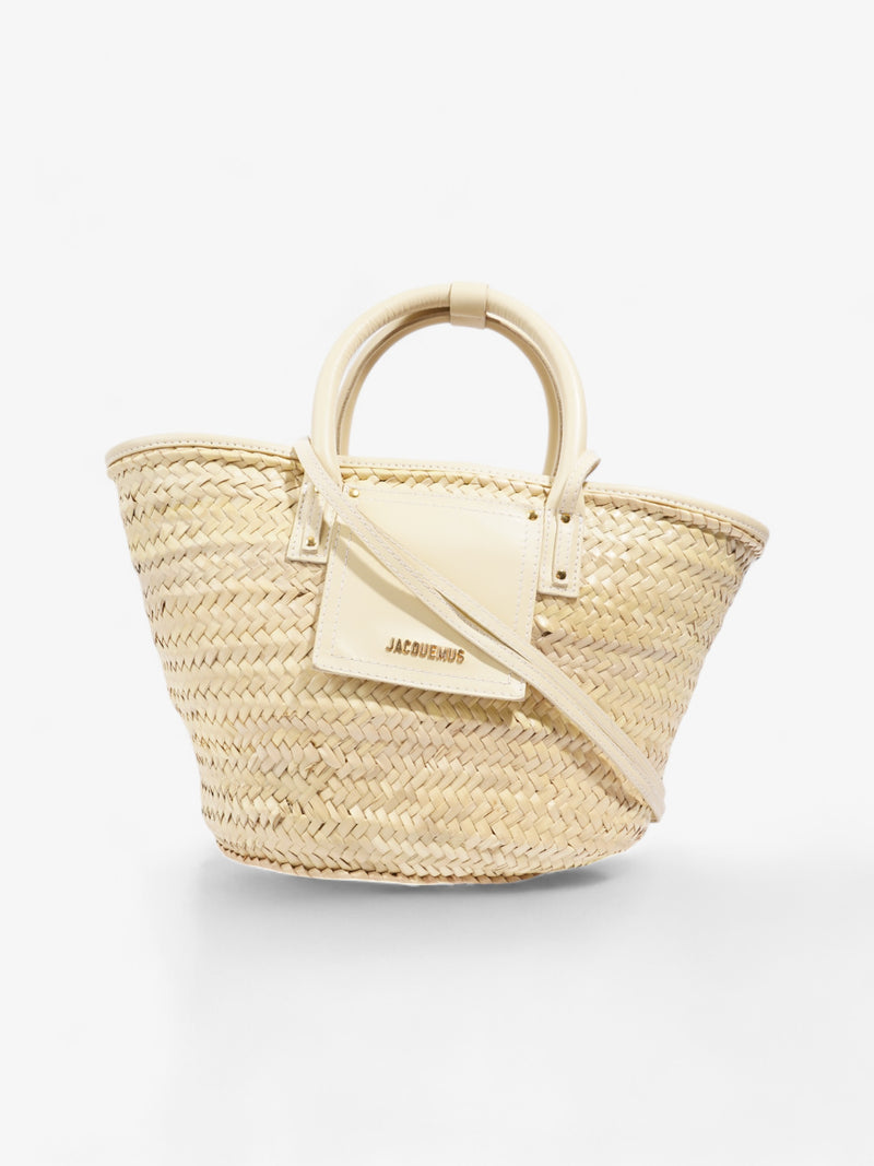  Jacquemus Le Panier Soli Tote Bag Ivory / Natural Palm Leaves