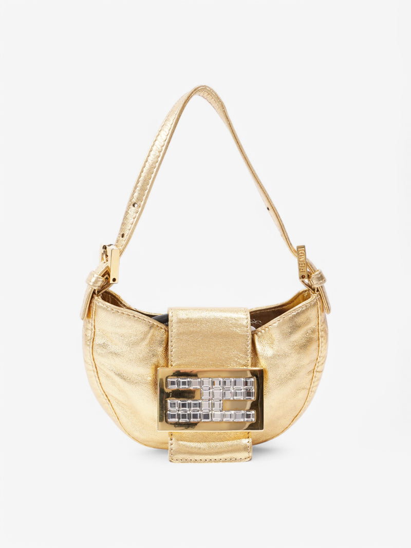  Fendi Croissant Gold / Crystal Leather Mini