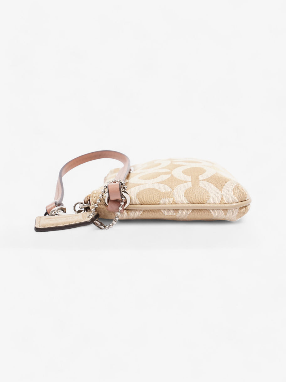 Coach Signature Wristlet Taupe / Beige Cotton Image 5