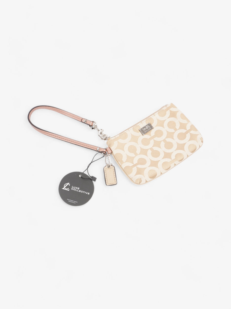 Coach Signature Wristlet Taupe / Beige Cotton Image 8