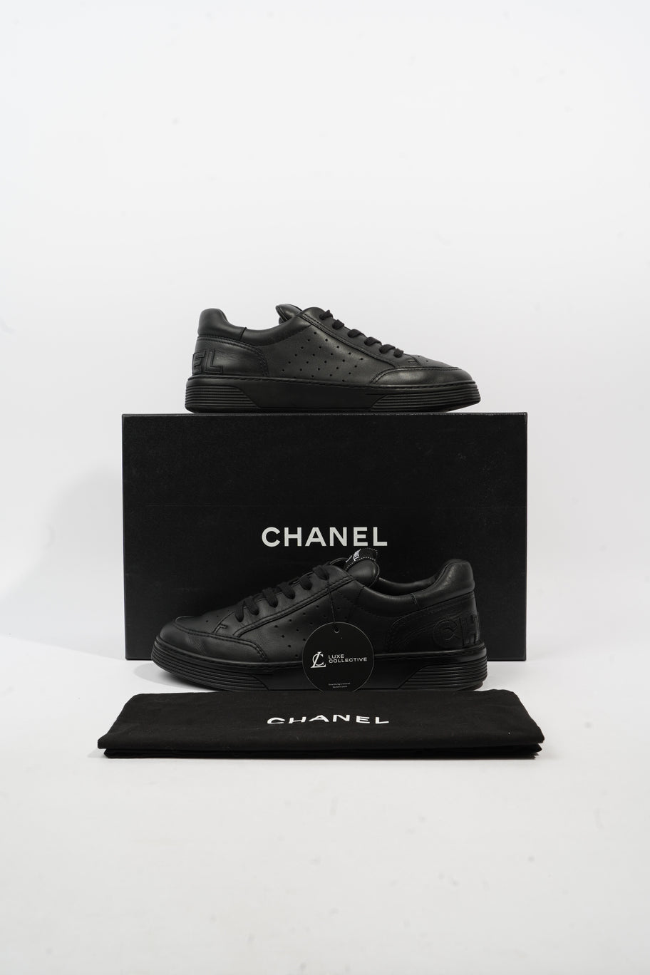 Chanel Low Top Sneaker Black Leather EU 43 UK 9 Image 9