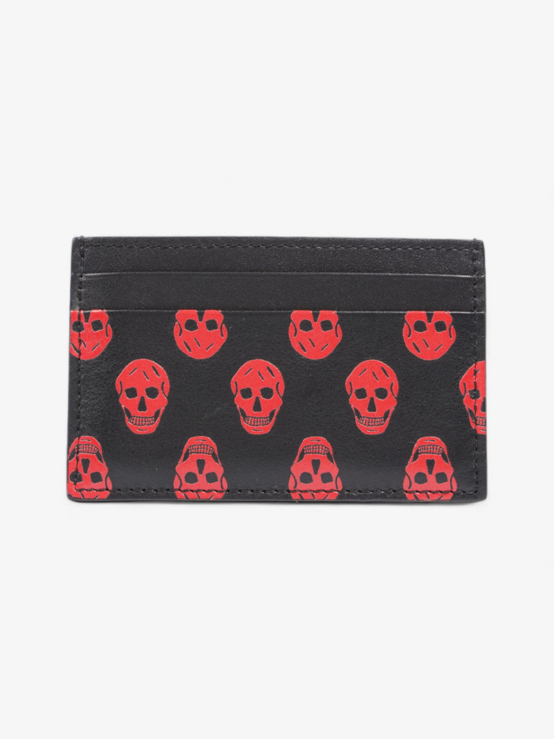  Alexander McQueen Skull Card Holder Black / Red Leather