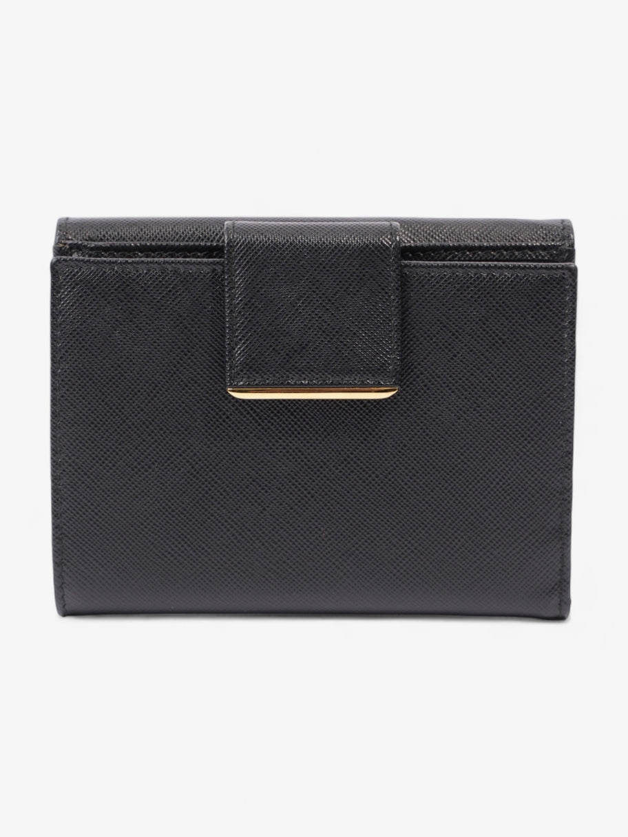 Compact Wallet Black Saffiano Leather Image 3