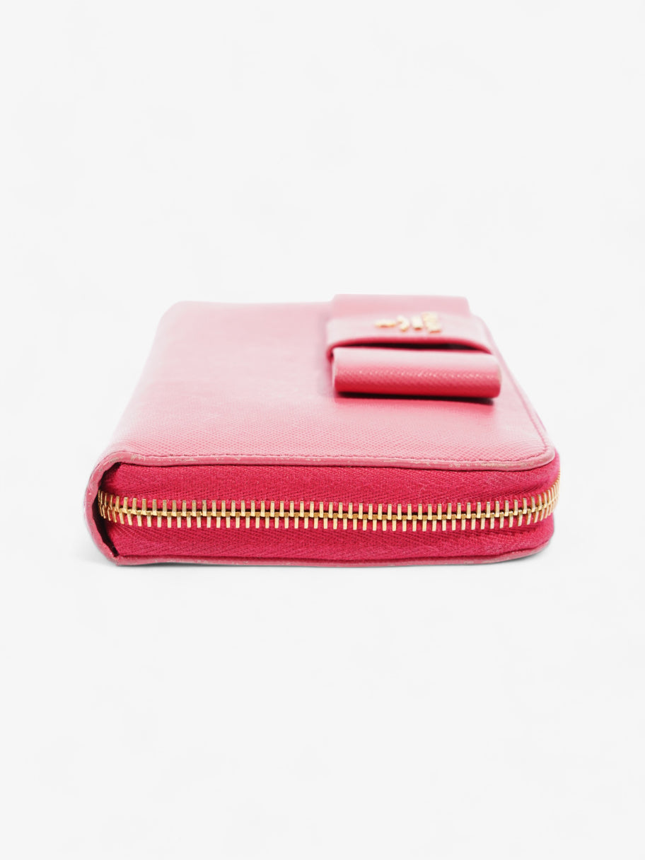 Zippy Ribbon Wallet Pink Saffiano Leather Image 3