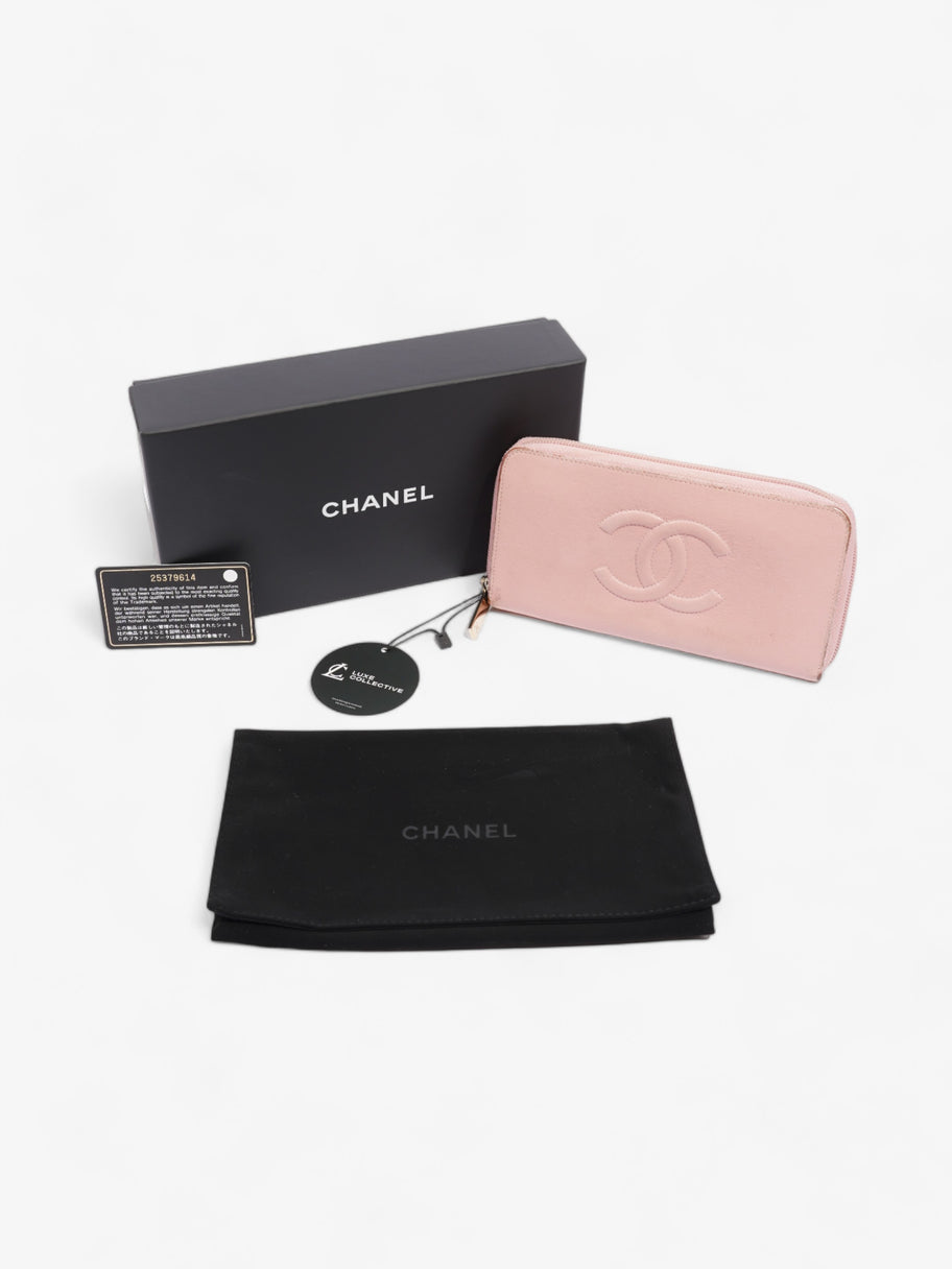 Chanel CC Logo Continental Zip-Around Wallet Pink Caviar Leather Image 10