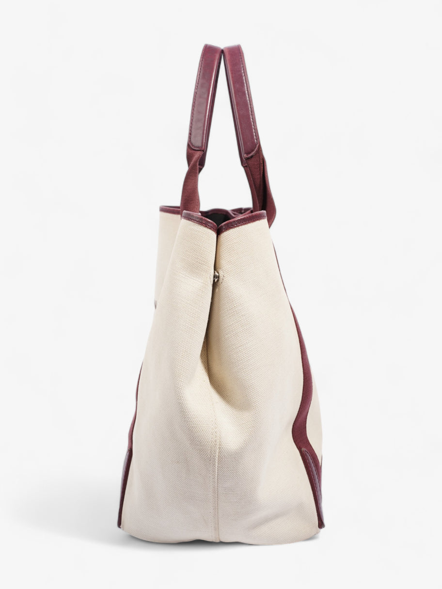 Navy Cabas Tote White / Brown Canvas Image 3