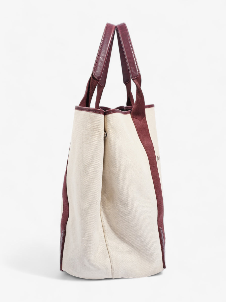 Navy Cabas Tote White / Brown Canvas Image 5