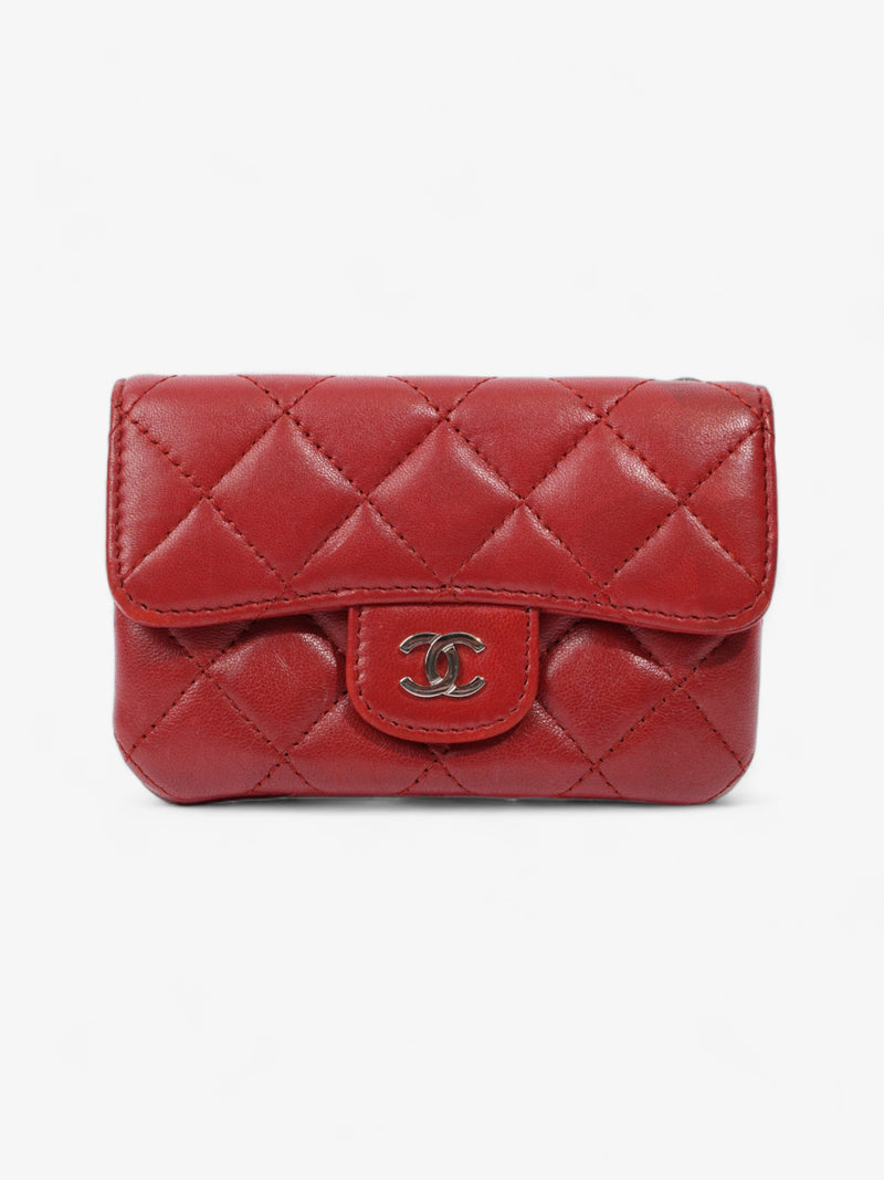  Coin Purse Red Lambskin Leather