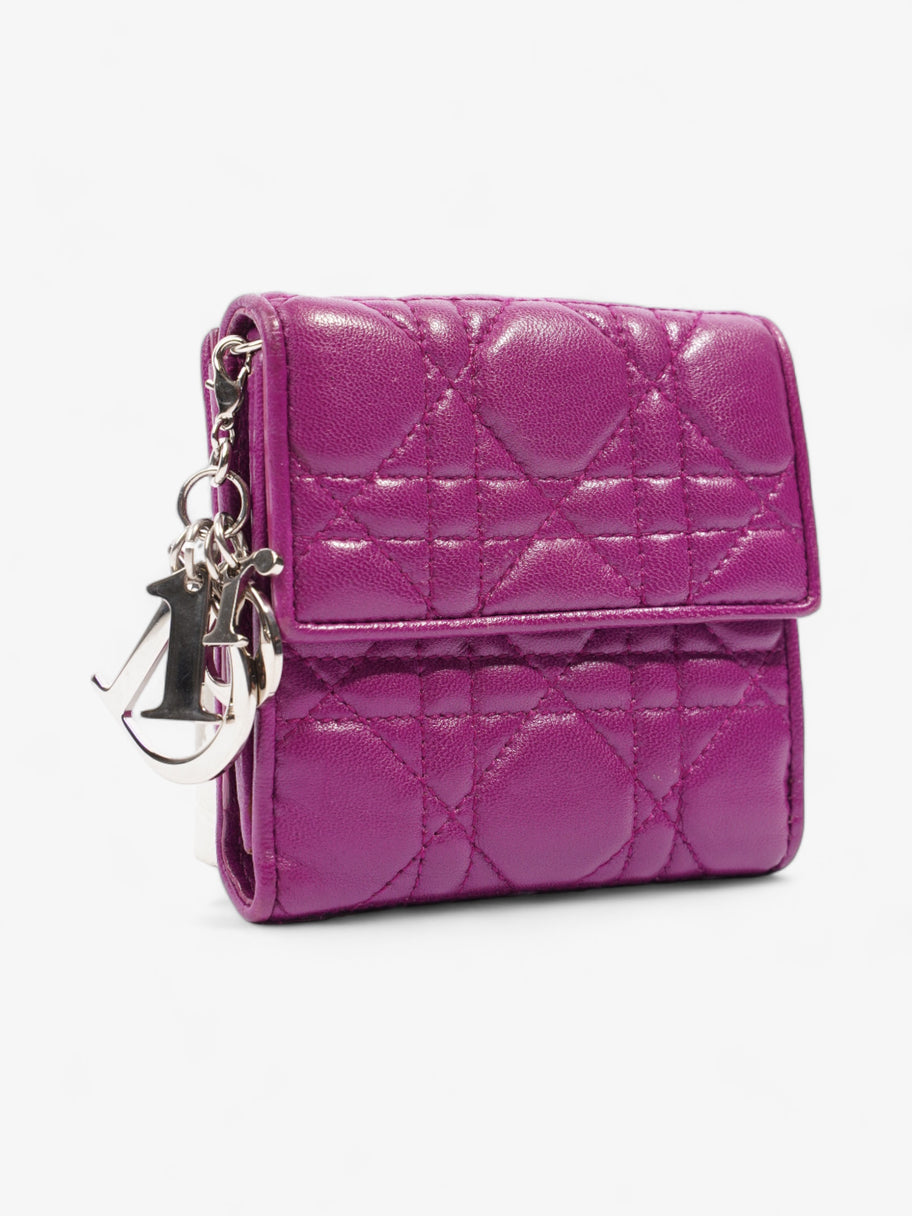 Cannage Lady Dior Lotus Compact Wallet Purple Lambskin Leather Image 8