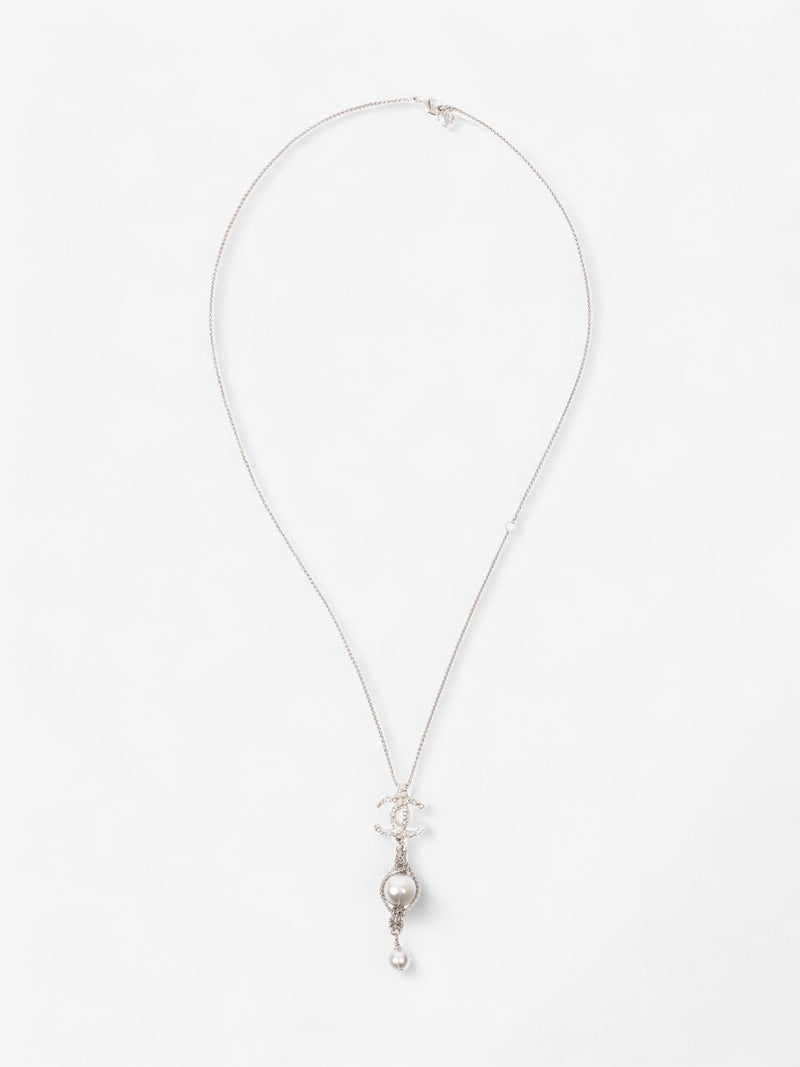  CC Pearl Drop Necklace Silver Silver Sterling