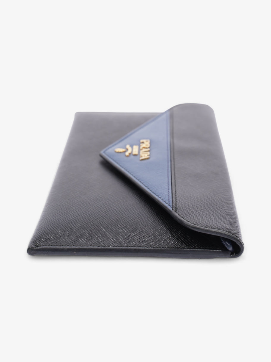 Prada Envelope Wallet Black / Blue Saffiano Leather Image 3