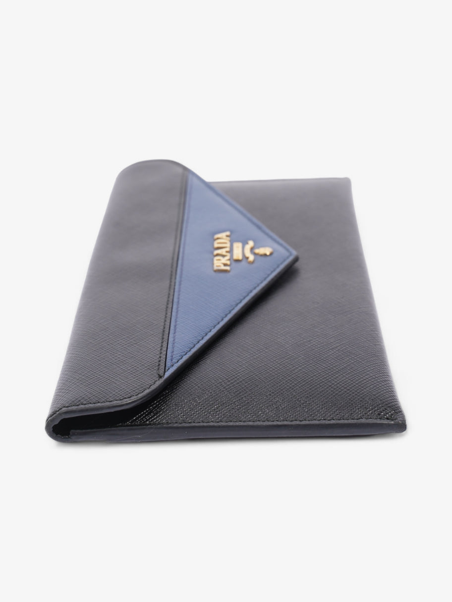 Prada Envelope Wallet Black / Blue Saffiano Leather Image 4