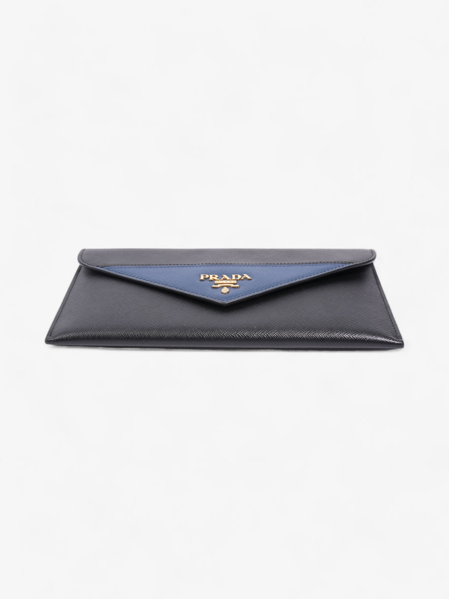 Prada Envelope Wallet Black / Blue Saffiano Leather Image 5