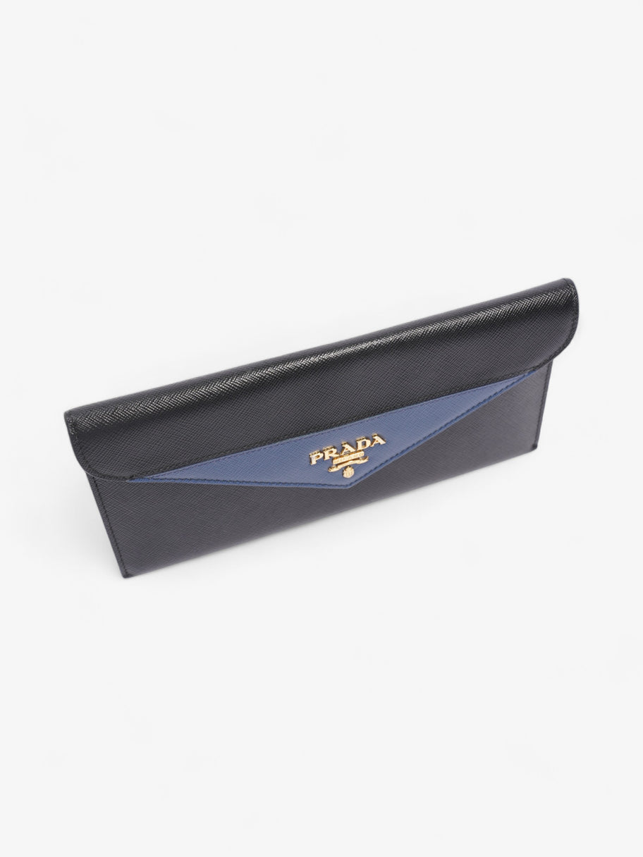 Prada Envelope Wallet Black / Blue Saffiano Leather Image 6