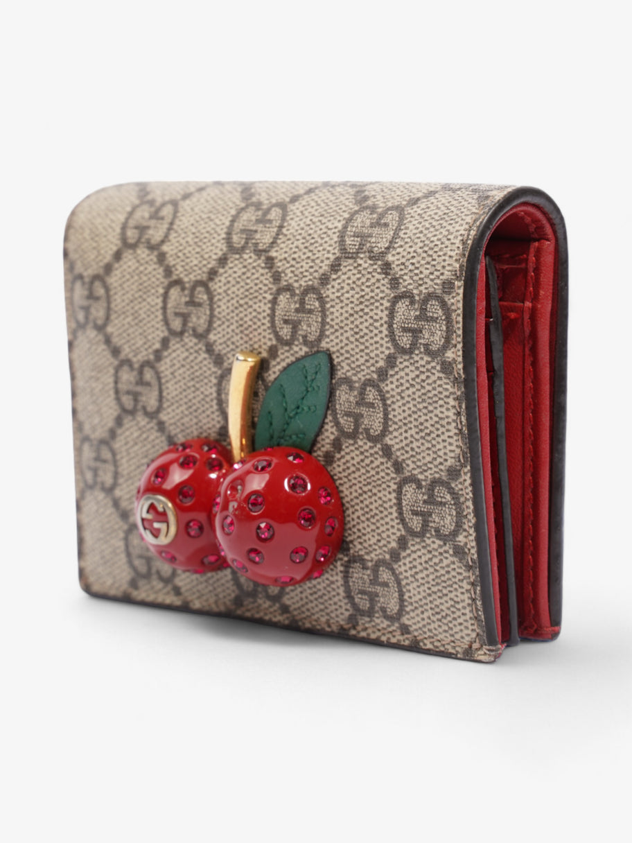 Gucci Cherry Fold Over Wallet GG Supreme / Red / Green Coated Canvas Image 3