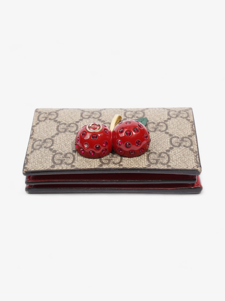 Gucci Cherry Fold Over Wallet GG Supreme / Red / Green Coated Canvas Image 4