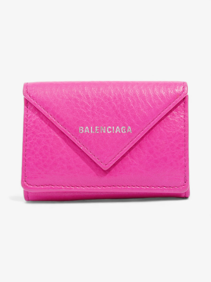  Balenciaga Papier Compact Wallet Neon Pink Leather Mini