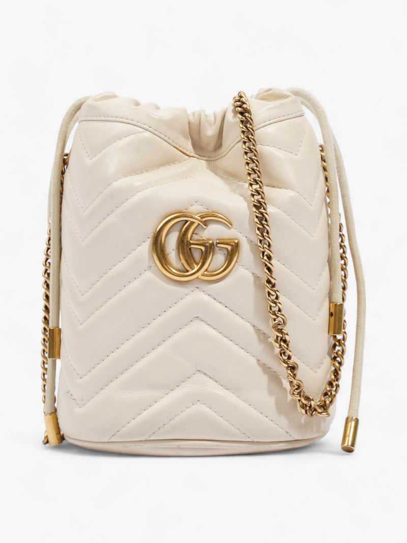  Gucci Marmont Bucket Bag White Leather