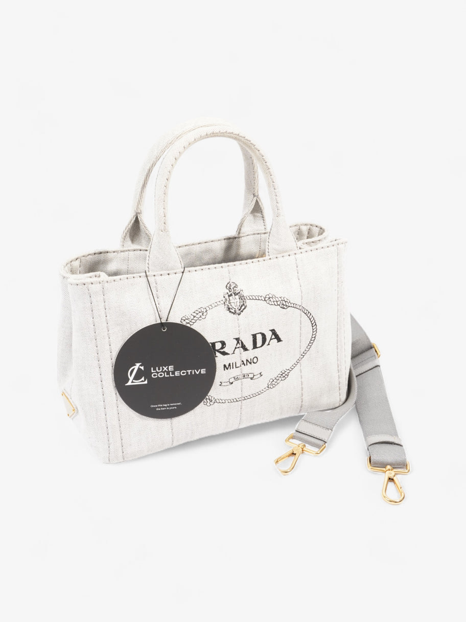 Prada Canapa Tote Grey Denim Image 8